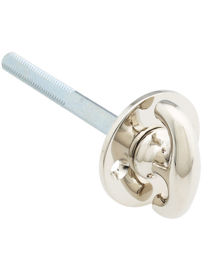 Solid Brass Closet Spindle with Knob and Rosette in Polished Nickel.